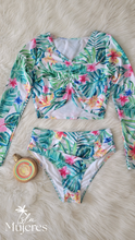 Cargar imagen en el visor de la galería, Vestido de Baño Flores Top Manga Larga
