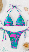 Cargar imagen en el visor de la galería, Vestido de Baño Fucsia/Verde/Azul
