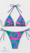 Cargar imagen en el visor de la galería, Vestido de Baño Fucsia/Verde/Azul
