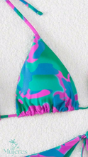 Cargar imagen en el visor de la galería, Vestido de Baño Fucsia/Verde/Azul
