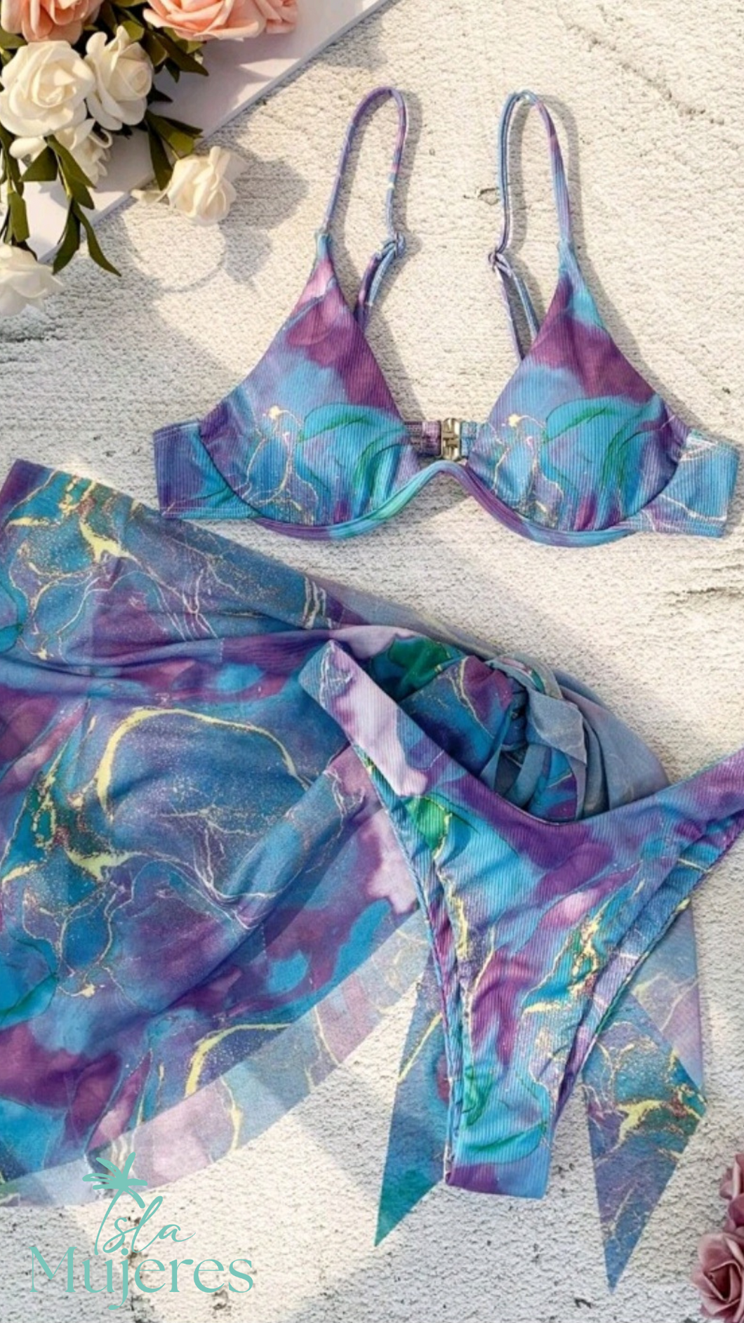 Vestido de Baño Azul/Morado/Verde