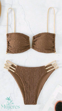 Cargar imagen en el visor de la galería, Vestido de Baño Café Tiras Beige

