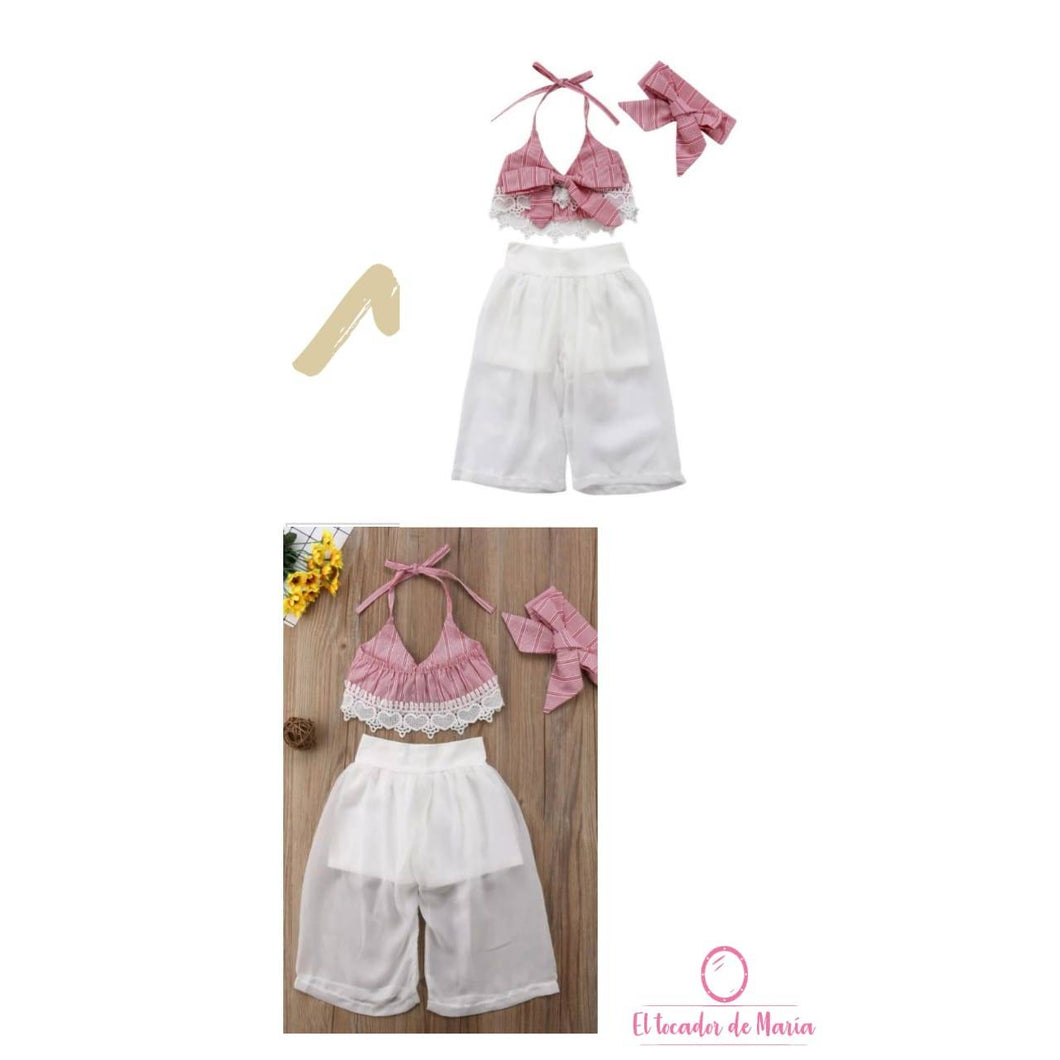Conjunto Blusa Rayas Pantalón Blanco