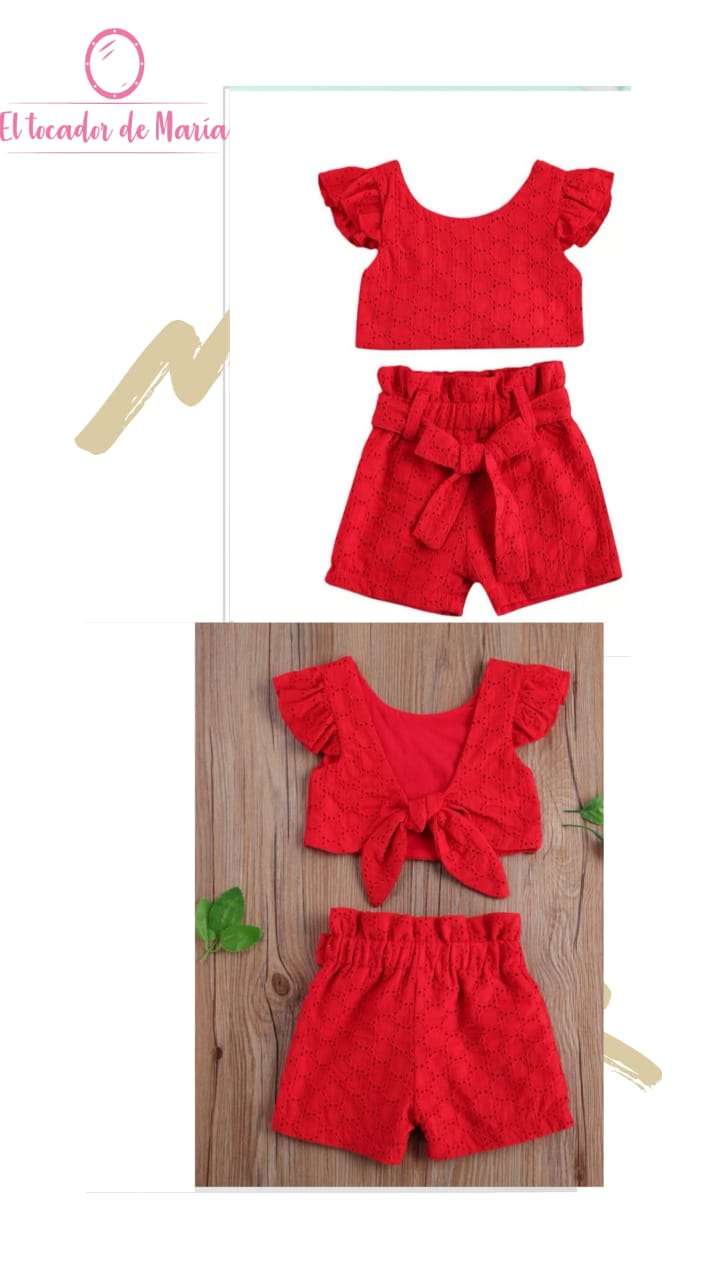 Conjunto Rojo Escote Espalda
