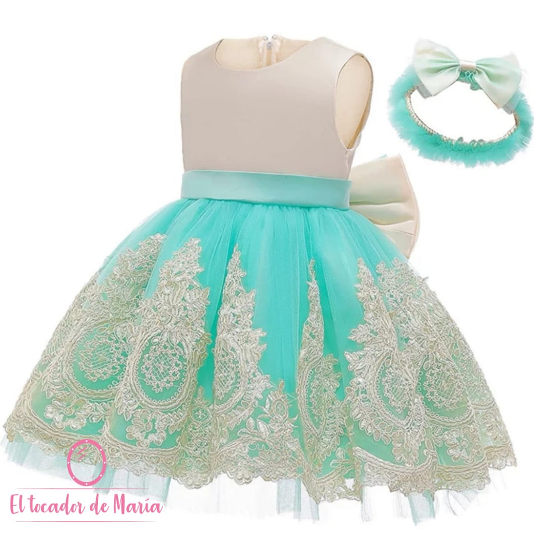 Vestido Nude/Verde