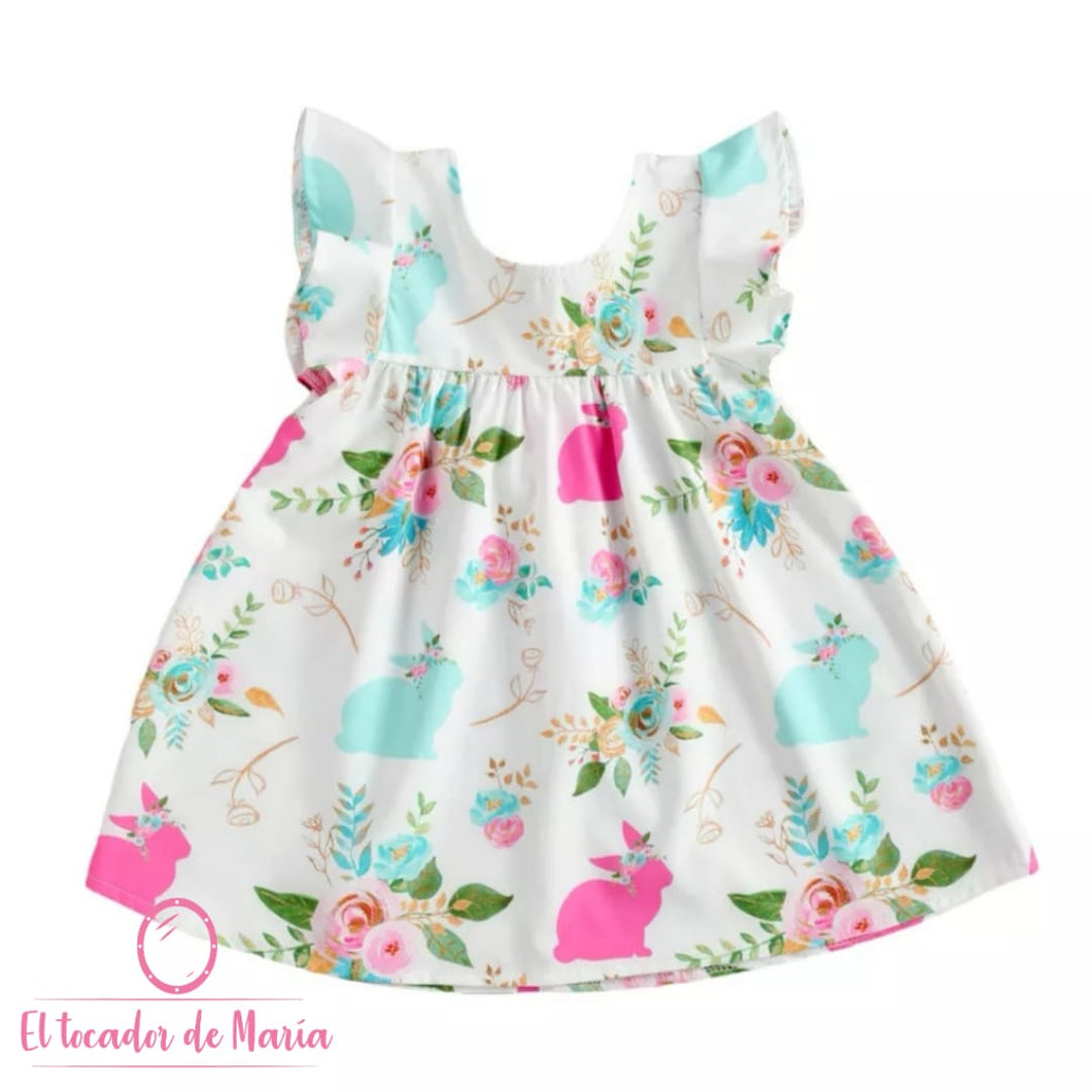 Vestido Flores y Conejos