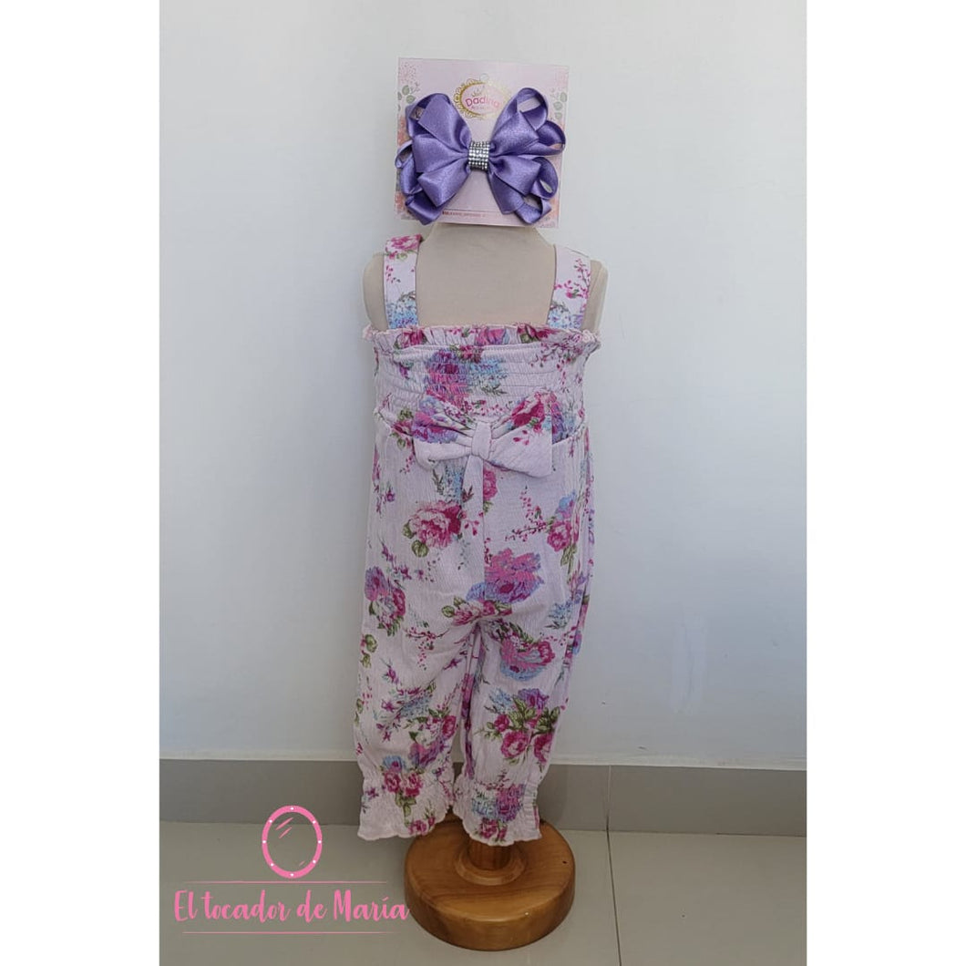 Enterizo Rosado Largo Flores
