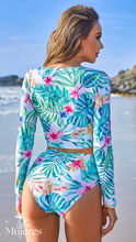 Cargar imagen en el visor de la galería, Vestido de Baño Flores Top Manga Larga
